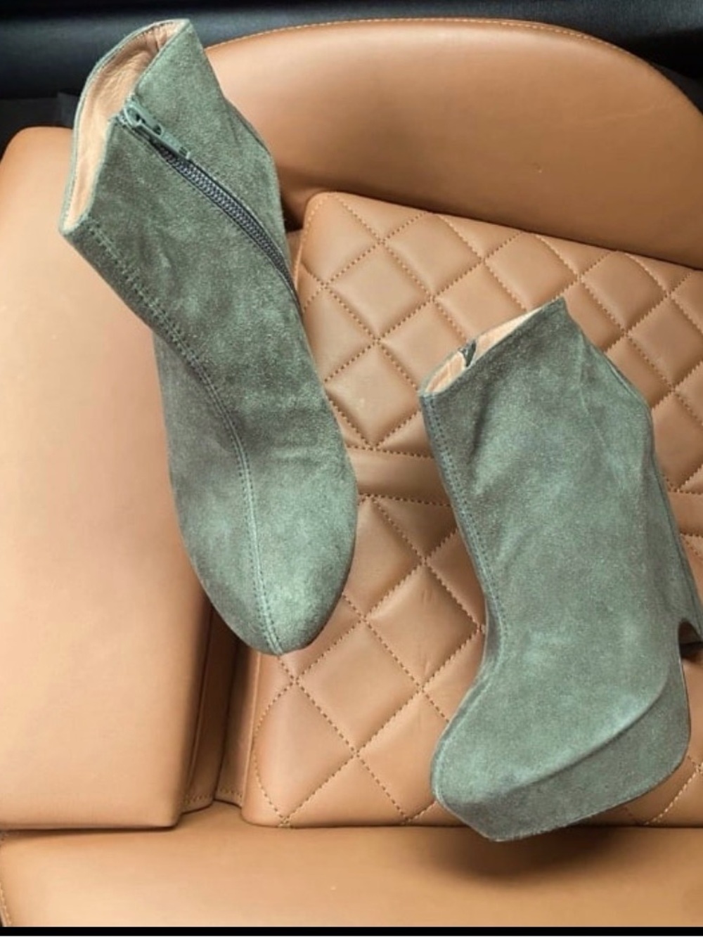 Pura Lopez Grey suede wedge platform booties Size 37 Spain